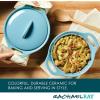 imageRachael Ray Solid Glaze Ceramics Casserole BakersBaking Dish with Shared Lid Set 3 Piece RedAgave Blue