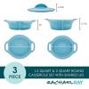 imageRachael Ray Solid Glaze Ceramics Casserole BakersBaking Dish with Shared Lid Set 3 Piece RedAgave Blue