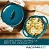 imageRachael Ray Solid Glaze Ceramics Casserole BakersBaking Dish with Shared Lid Set 3 Piece RedTeal