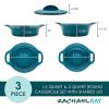 imageRachael Ray Solid Glaze Ceramics Casserole BakersBaking Dish with Shared Lid Set 3 Piece RedTeal