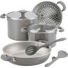 imageRachael Ray Get Cooking Stackable Nonstick Pots and Pans Cookware Set 8 Piece RedGray