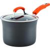 imageRachael Ray HardAnodized Nonstick Oval Pasta Pot  Stockpot with Lid and Pour Spout 8Quart Gray with Orange HandlesGray with Orange Handles