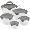 imageRachael Ray LeakProof Nestable Container Food Storage Bin Set 10Piece Clear with Gray LidsClear with Gray Lids