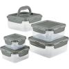 imageRachael Ray LeakProof Nestable Container Food Storage Bin Set 10Piece Clear with Gray LidsGray Lid