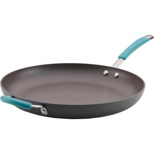 imageRachael Ray 87631T Cucina Hard Anodized Nonstick Skillet with Helper Handle 14 Inch Frying Pan GrayRedAgave Blue