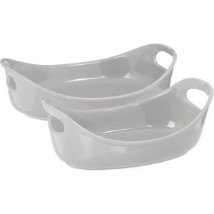 imageRachael Ray Ceramics Bubble and Brown Oval Baker Set 2Piece Marine BlueLight Sea Salt Gray