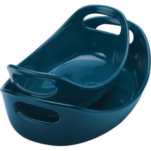 imageRachael Ray Ceramics Bubble and Brown Oval Baker Set 2Piece Marine BlueMarine Blue
