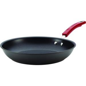 imageRachael Ray HardAnodized Nonstick Oval Pasta Pot  Stockpot with Lid and Pour Spout 8Quart Gray with Orange HandlesGray with Red Handles