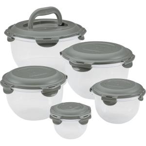 imageRachael Ray LeakProof Nestable Container Food Storage Bin Set 10Piece Clear with Gray LidsClear with Gray Lids