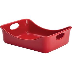 imageRachael Ray Solid Glaze Ceramics Bakeware  Lasagna Pan  Baker Rectangle  9 Inch x 12 Inch Marine BlueRed