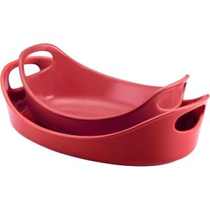 imageRachael Ray Solid Glaze Ceramics BakewareBaking Pan Set  2 Piece RedRed
