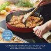 imageRachael Ray Nitro Cast Iron Skillet with Side Handles 14 Inch RedRed