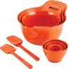 imageRachael Ray Tools and Gadgets Nesting  Stackable Mixing Bowl Set with Pour Spouts and Handle  2 and 3 Quarts Red and GrayOrange