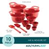 imageRachael Ray Tools and Gadgets Nesting  Stackable Mixing Bowl Set with Pour Spouts and Handle  2 and 3 Quarts Red and GrayRed