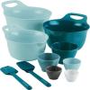 imageRachael Ray Tools and Gadgets Nesting  Stackable Mixing Bowl Set with Pour Spouts and Handle  2 and 3 Quarts Red and GrayLight Blue and Teal