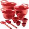 imageRachael Ray Tools and Gadgets Nesting  Stackable Mixing Bowl Set with Pour Spouts and Handle  2 and 3 Quarts Red and GrayRed