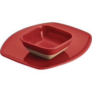 imageRachael Ray Cityscapes Ceramic Dip ampamp Snack Set Cherry RedCherry Red