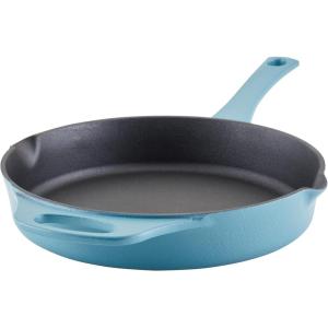imageRachael Ray Nitro Cast Iron Skillet with Side Handles 14 Inch RedAgave Blue