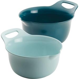 imageRachael Ray Tools and Gadgets Nesting  Stackable Mixing Bowl Set with Pour Spouts and Handle  2 and 3 Quarts Red and GrayLight Blue  Teal