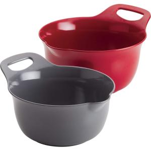 imageRachael Ray Tools and Gadgets Nesting  Stackable Mixing Bowl Set with Pour Spouts and Handle  2 and 3 Quarts Red and GrayRed  Gray