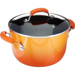imageRachael Ray Brights Nonstick Stock PotStockpot with Lid  6 Quart Gray Sea Salt GrayOrange Gradient