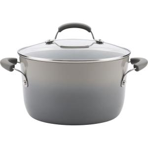 imageRachael Ray Brights Nonstick Stock PotStockpot with Lid  6 Quart Gray Sea Salt GraySea Salt Gray