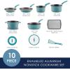 imageRachael Ray Cook  Create Nonstick CookwarePots and Pan Set 10 Piece RedAgave Blue