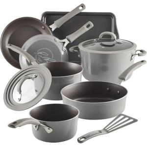 imageRachael Ray Cook  Create Nonstick CookwarePots and Pan Set 10 Piece RedGray