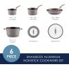 imageRachael Ray Cook  Create Nonstick Cookware Pots and Pans Set with Universal Lid 6 Piece  Gray