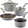 imageRachael Ray Cook  Create Nonstick Cookware Pots and Pans Set with Universal Lid 6 Piece  Gray