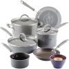 imageRachael Ray Cucina Nonstick Cookware Pots and Pans with Glass Lids and Nesting Measuring Cups 14 Piece  Sea Salt Gray
