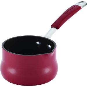 imageRachael Ray Cucina Nonstick Butter Warmer Hard Porcelain Enamel Aluminum 075Quart Agave Blue  16346Cranberry Red