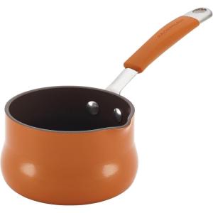 imageRachael Ray Cucina Nonstick Butter Warmer Hard Porcelain Enamel Aluminum 075Quart Agave Blue  16346Pumpkin Orange