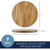imageRachael Ray Pantryware Magnetic Acacia Trivet with Silicone Feet 9 Inch  Brown
