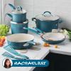 imageRachael Ray Cucina Ceramic Cookware Set  13 Pieces  Ceramic Pots and Pans Set wNonstick Frying Pans Saute Pan Saucepans Stockpot Lids Pan Protectors ampamp Cooking Utensils  TurmericMarine Blue
