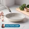 imageRachael Ray Cucina Ceramic Nonstick Frying PanSkillet Dishwasher Safe 14 Inch Open Fry Pan  Marine BlueAlmond