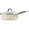 imageRachael Ray Cucina Ceramic Nonstick Frying PanSkillet Dishwasher Safe 14 Inch Open Fry Pan  Marine BlueAlmond