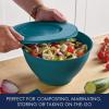 imageRachael Ray Tools and Gadgets Kitchen Prep Garbage Bowl with Lid Bench Scrape Veggie Peeler 4 Piece Food Prep Set  Marine BlueMarine Blue