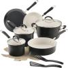 imageRachael Ray Cucina Ceramic Cookware Set  13 Pieces  Ceramic Pots and Pans Set wNonstick Frying Pans Saute Pan Saucepans Stockpot Lids Pan Protectors ampamp Cooking Utensils  TurmericPeppercorn Black