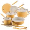 imageRachael Ray Cucina Ceramic Cookware Set  13 Pieces  Ceramic Pots and Pans Set wNonstick Frying Pans Saute Pan Saucepans Stockpot Lids Pan Protectors ampamp Cooking Utensils  TurmericTumeric Yellow