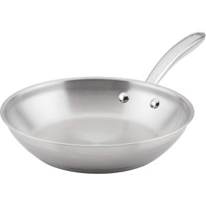 imageRachael Ray Professional Stainless Steel Frying PanSkillet Compatible with All Cooktops Induction Ready Dishwasher Safe 125 Inch Open Fry Pan  Stainless SteelStainless Steel