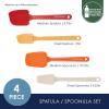 imageRachael Ray Tools and Gadgets Kitchen Utensil Set Small and Medium Spatulas and Scooped Spoonulas 4 Piece Set  MutiColor Red Orange Turmeric and AlmondRed Multi Color