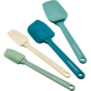 imageRachael Ray Tools and Gadgets Kitchen Utensil Set Small and Medium Spatulas and Scooped Spoonulas 4 Piece Set  MutiColor Red Orange Turmeric and AlmondBlue Multi Color