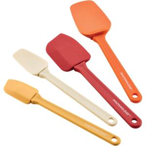 imageRachael Ray Tools and Gadgets Kitchen Utensil Set Small and Medium Spatulas and Scooped Spoonulas 4 Piece Set  MutiColor Red Orange Turmeric and AlmondRed Multi Color