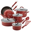 image:imageRachael Ray 52410 Cucina Nonstick Bakeware Set with Baking Pans Baking Sheets Cookie Sheets Cake Pan and Bread Pan  10 Piece amp Cucina Nonstick Cookware Pots and Pans Set 12 Piece Cranberry Red