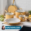 image:imageRachael Ray Cucina Ceramic Nonstick Pots and Pans Set with Saucepans Frying Pans Stockpot Lids and Pan Protectors 10 Piece Non Stick Cookware Set Dishwasher Safe  Turmeric YellowTurmeric Yellow