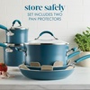image:imageRachael Ray Cucina Ceramic Nonstick Pots and Pans Set with Saucepans Frying Pans Stockpot Lids and Pan Protectors 10 Piece Non Stick Cookware Set Dishwasher Safe  Turmeric YellowMarine Blue