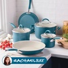 image:imageRachael Ray Cucina Ceramic Nonstick Pots and Pans Set with Saucepans Frying Pans Stockpot Lids and Pan Protectors 10 Piece Non Stick Cookware Set Dishwasher Safe  Turmeric YellowMarine Blue