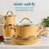 image:imageRachael Ray Cucina Ceramic Nonstick Pots and Pans Set with Saucepans Frying Pans Stockpot Lids and Pan Protectors 10 Piece Non Stick Cookware Set Dishwasher Safe  Turmeric YellowTurmeric Yellow