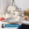 image:imageRachael Ray Cucina Ceramic Nonstick Pots and Pans Set with Saucepans Frying Pans Stockpot Lids and Pan Protectors 10 Piece Non Stick Cookware Set Dishwasher Safe  Turmeric YellowAlmond